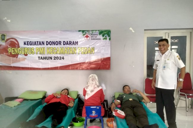 Pelaksanaan kegiatan aksi donor darah PMi Kabupaten Klaten Kecamatan Pedan