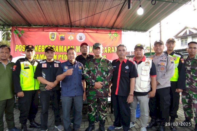 FORKOMPIMCAM DAN RELAWAN PEDAN ADAKAN APEL PENGAMANAN POSKO LEBARAN 1446 H