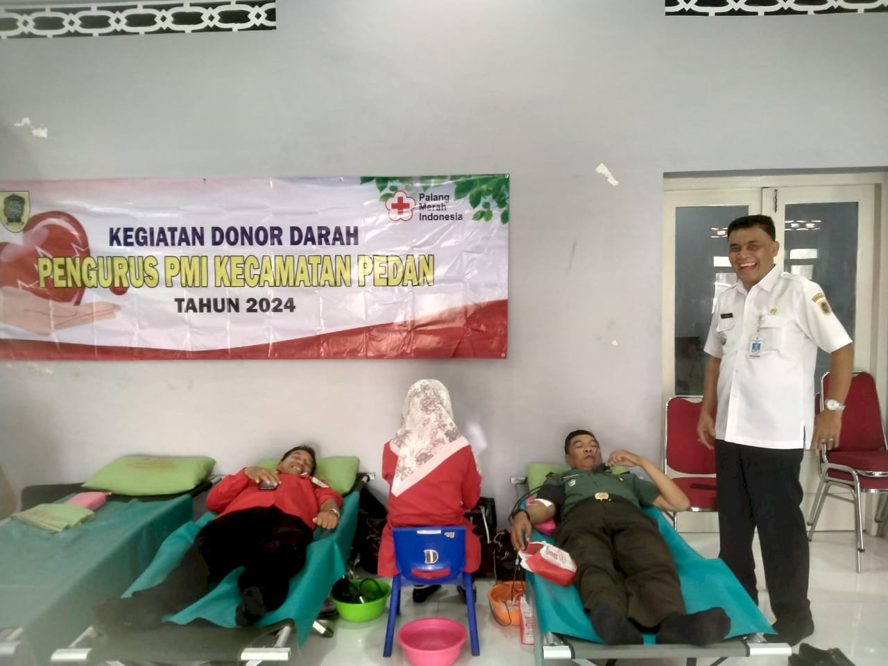 Pelaksanaan kegiatan aksi donor darah PMi Kabupaten Klaten Kecamatan Pedan 