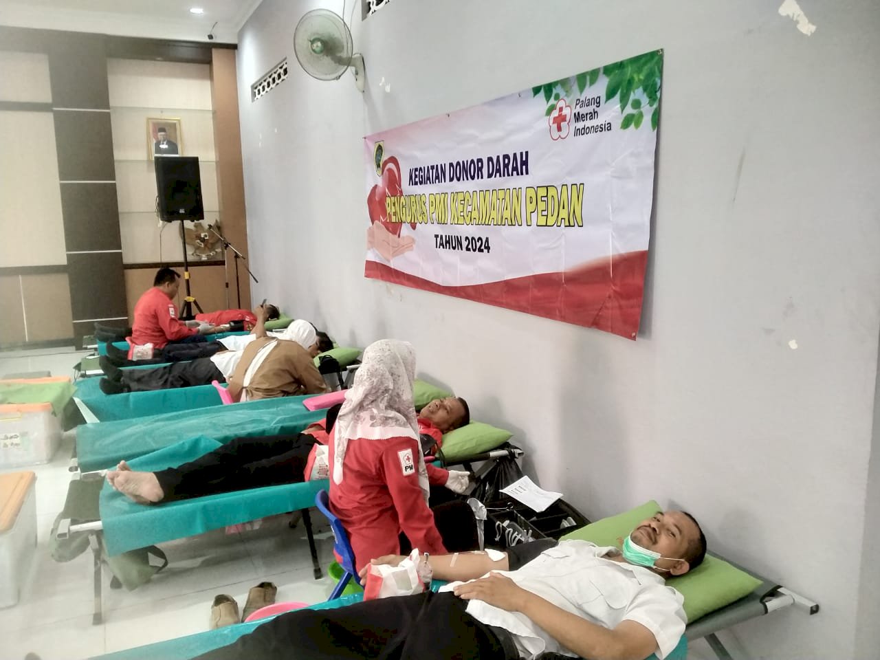 Pelaksanaan kegiatan aksi donor darah PMi Kabupaten Klaten Kecamatan Pedan 