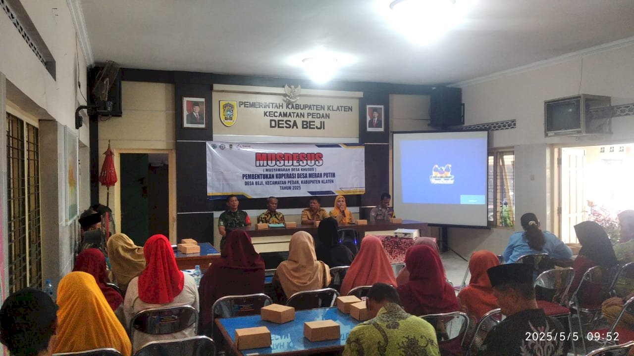 Desa Beji Kecamatan Pedan melaksanakan MUSDESUS (Musyawarah Desa Khusus) Pembentukan Koperasi Desa Merah Putih 