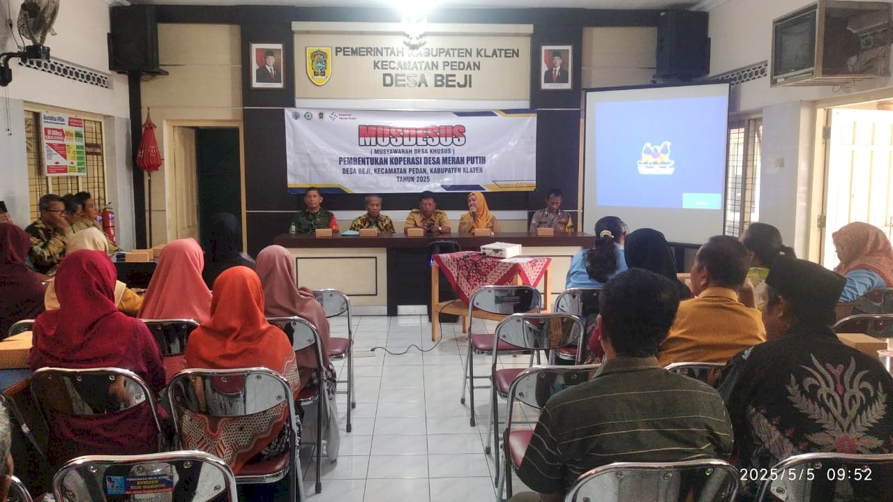Desa Beji Kecamatan Pedan melaksanakan MUSDESUS (Musyawarah Desa Khusus) Pembentukan Koperasi Desa Merah Putih 