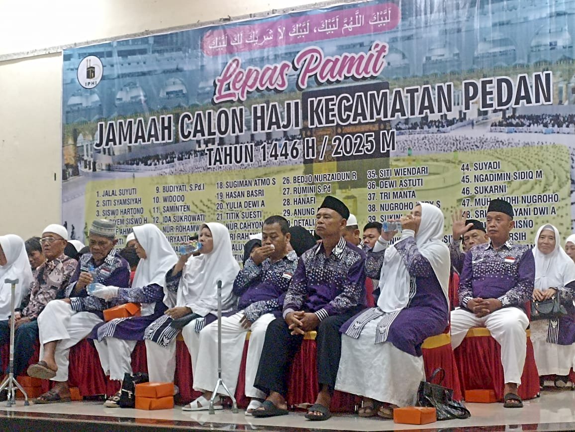Menghadiri lepas Pamit Jamaah Haji Kecamatan Pedan Tahun 1446H/2025M