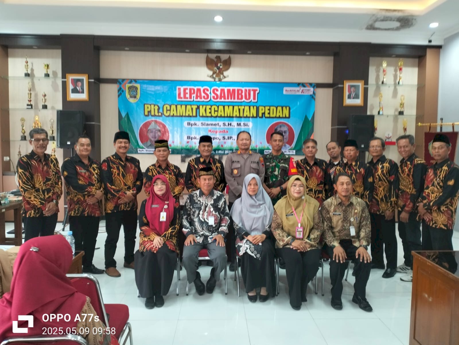 Lepas sambut PLT Camat Pedan Dari Bpk.Slamet.S.H.,M.S.iKepada Bpk. Sutopo SIP.M.Si